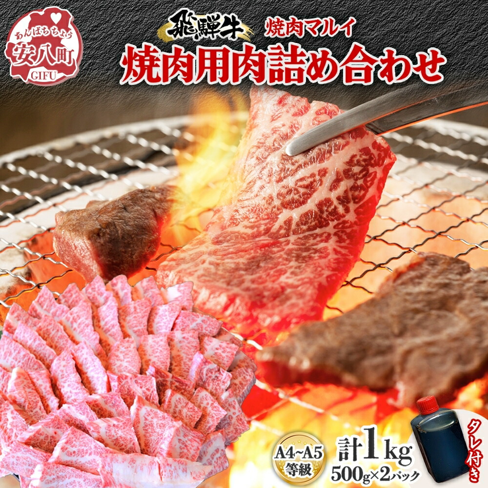 【ふるさと納税】飛騨牛 焼肉用 A4～A5等級使用 約1kg 500g×2パック 肉 牛肉 和牛 ブランド牛 お肉 ビーフ A4ランク A5ランク 国産 お取り寄せ ご褒美 豪華 グルメ 焼肉 BBQ パーティー ギフト 贈り物 自家用 贈答用 送料無料 焼肉マルイ 岐阜県 【 安八町 】