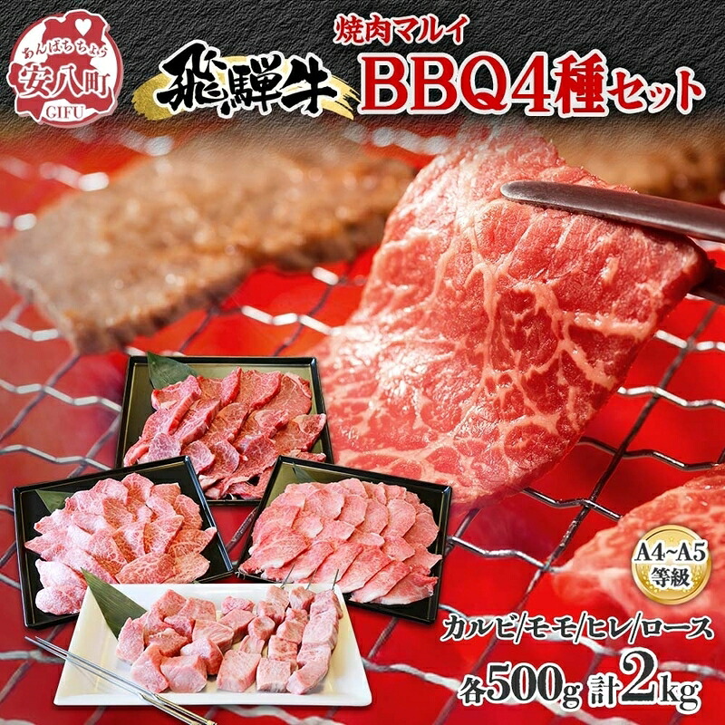 【ふるさと納税】焼肉マルイ 串付き 飛騨牛BBQセット 約2kg 焼肉 串焼き BBQ セット カルビ ヒレ肉 モモ肉 ロース肉 お肉 肉 お家で簡単 本格 国産 国産牛 牛 牛肉 和牛 秘伝のたれ タレ付き 焼くだけ簡単 お取り寄せグルメ 送料無料 岐阜県 安八町｜岐阜県安八町