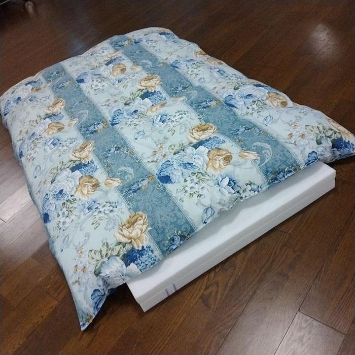 【ふるさと納税】綿毛布団 シングル掛 ホワイトダックダウン90％ たっぷり1.5キロ当て嵌める（薔薇青み）