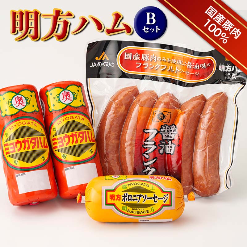 【ふるさと納税】明方ハム Bセット 計1320g 【JAめぐみの農業協同組合】 ソーセージ ハム フランクフルト フランク おつまみ 惣菜 晩酌 ディナー 弁当 ビール ワイン 酒のお供 食べ比べ 詰め合わせ 肉 食品 国産 豚肉 1kg 以上 岐阜県 坂祝町 さかほぎ F6M-018｜岐阜県坂祝町