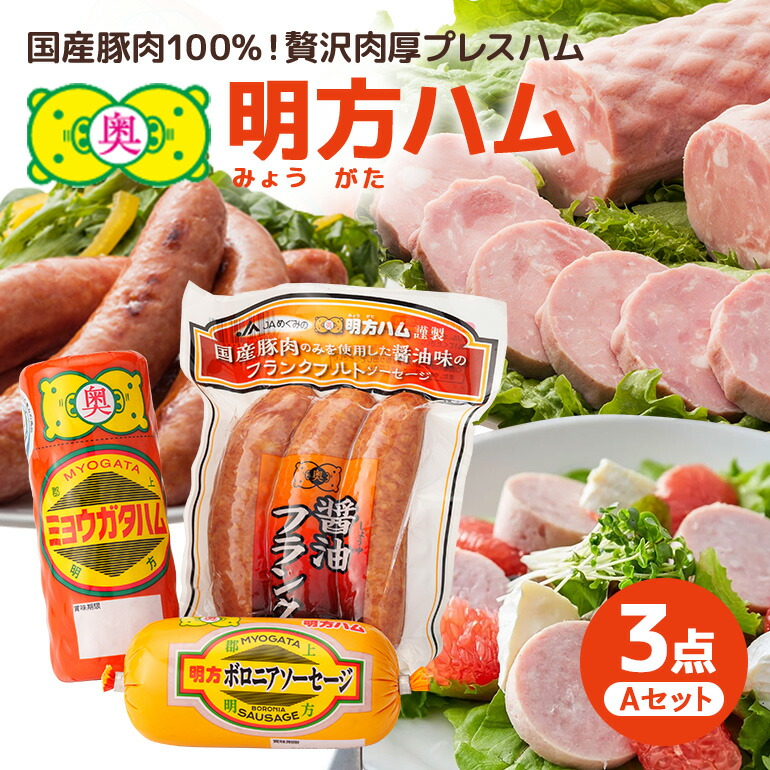 【ふるさと納税】明方ハム Aセット│ハム ソーセージ 詰め合せ 豚肉 肉 惣菜 おかず 弁当 おつまみ ステーキ フランクフルト セット 詰合せ 食べ比べ 国産豚肉 プレスハム 冷蔵 精肉 肉加工品 加工品 岐阜県 川辺町 (A-19/L-1)