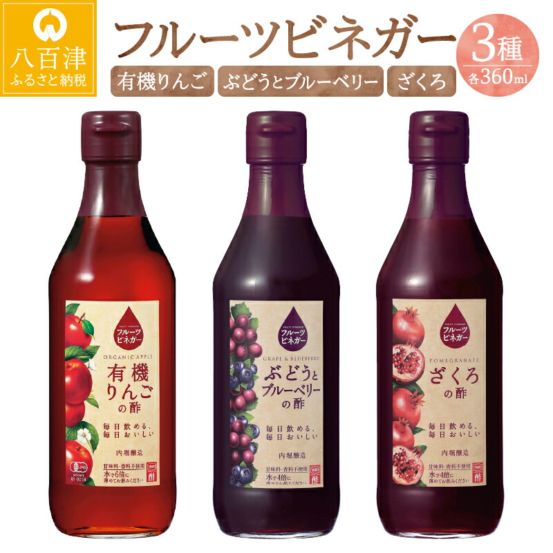 休日限定 フルーツビネガー飲み比べセット ふるさと納税 ふるさと納税 果実酢 ビネガー 酢 フルーツ フルーツ お酢 酢 お料理 毎日使える 飲み比べセット 360ml 3本 りんご ぶどう ブルーベリー ざくろ ヨーグルト アイスクリーム 炭酸水 ｙ2 242 送料