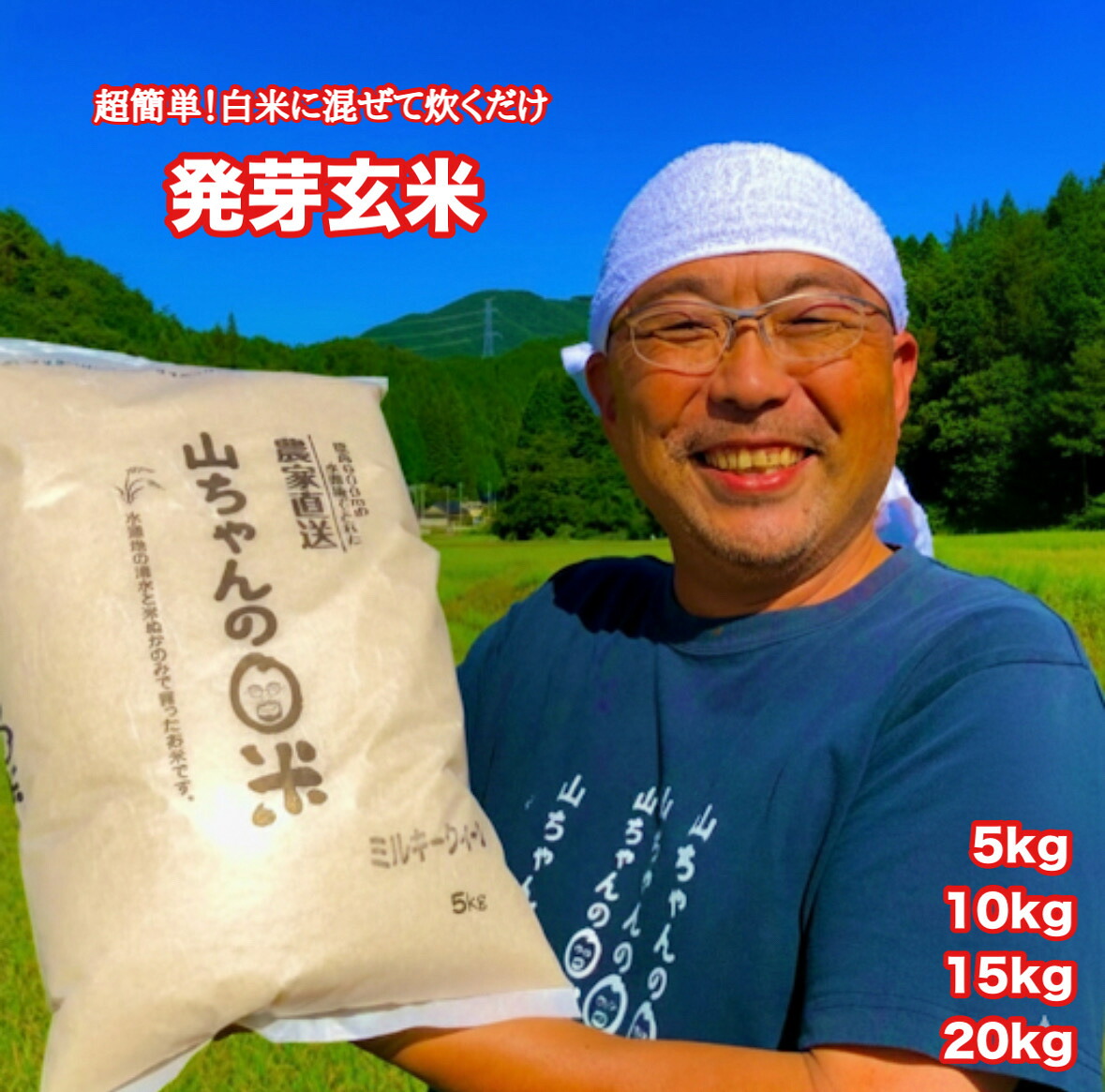 【ふるさと納税】米 お米 玄米 健康米 発芽玄米 農家直送 「山ちゃんの発芽玄米」 選べる 5kg 10kg 15kg 20kg 山ちゃん 米農家 送料無料 359|岐阜県八百津町