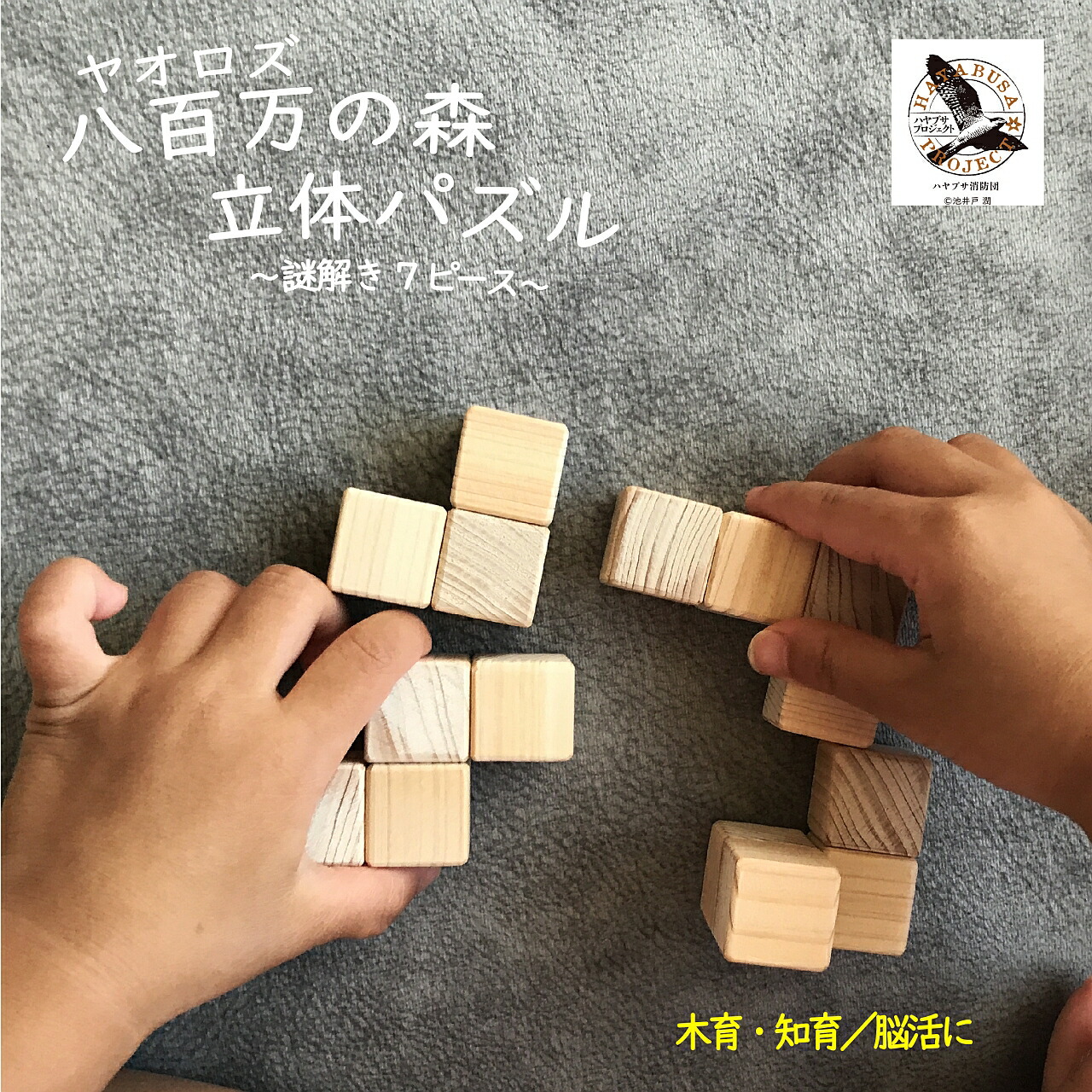 【ふるさと納税】 木のおもちゃ おもちゃ 子ども 木育 パズル 岐阜県 八百津 町  国産 安全 檜 ひのき 知育玩具 立体パズル 7ピース 贈り物 お祝い ギフト 誕生日 プレゼント なぞ解き 八百万 ハヤブサ プロジェクト 送料無料 y47-426