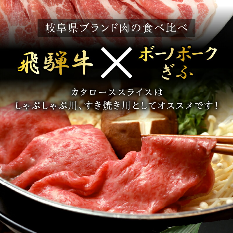 市場 ふるさと納税 700g 飛騨牛 カタロース すき焼き ボーノポークぎふ 豚カタロース 500g しゃぶしゃぶ