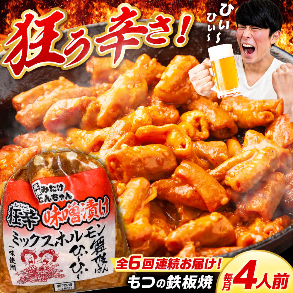 【ふるさと納税】【6回定期便】 「元祖みたけとんちゃん」 狂辛 味噌漬け ミックスホルモン 2袋 / モツ もつ 白もつ ホルモン 辛口 / 御嵩町 / 藤よし[AVAA065]