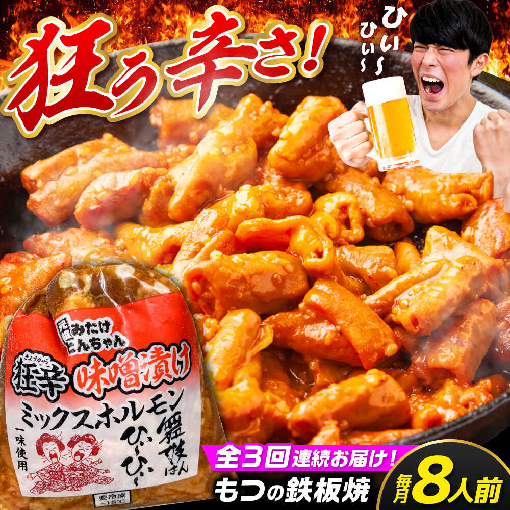 【ふるさと納税】【3回定期便】 「元祖みたけとんちゃん」 狂辛 味噌漬け ミックスホルモン 4袋 / モツ もつ 白もつ ホルモン 辛口 / 御嵩町 / 藤よし[AVAA070]｜岐阜県御嵩町
