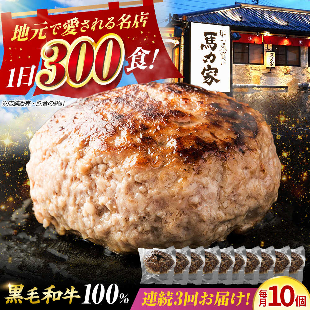 【ふるさと納税】【3回定期便】馬力家特製 超ハンバーグ 10個 / 肉 牛肉 ハンバーグ / 御嵩町 / 馬力家[AVBO069]