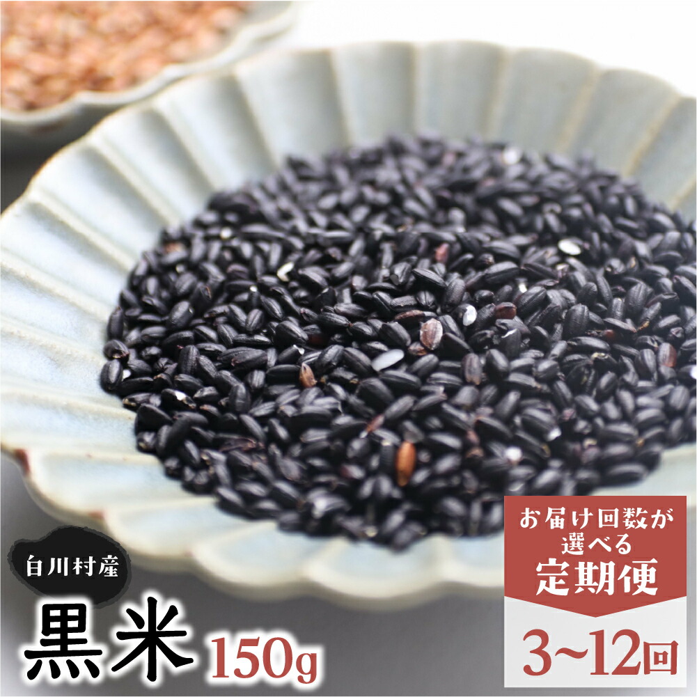 【ふるさと納税】《定期便 》お届け回数が選べる 白川郷の古代米 黒米 150g 3～12回お届け 3ヶ月 6ヶ月 12ヶ月 3回お届け 6回お届け 12回お届け 玄米 もち米 国産 紫黒米 雑穀 雑穀米 栄養豊富 岐阜県 白川村 観光地応援 9000円 18000円 36000円 [S264]