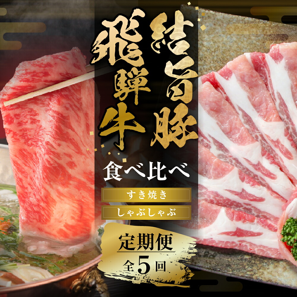 【ふるさと納税】《定期便》全5回 飛騨牛＆ 結旨豚 すき焼きしゃぶしゃぶ | 肉 お肉 豚肉 牛肉 国産 食べ比べ セット 白川郷 岐阜県 白川村 ブランド豚 人気 おすすめ ギフト 飛騨高山ミート 70000円 [MS107] 42,000円