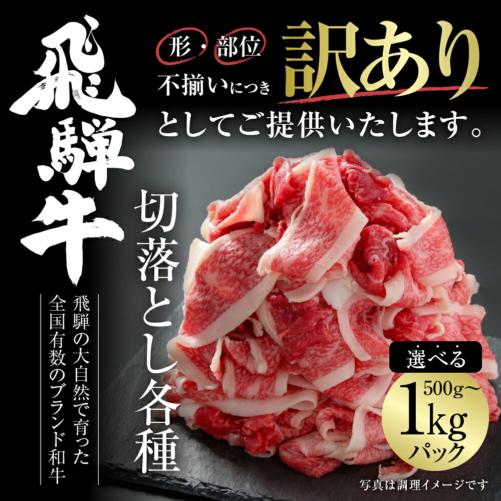 【ふるさと納税】 訳あり 飛騨牛 切落し 選べる 500g or 1kg 冷凍真空パック | 肉 お肉 切り落とし 薄切り すき焼き すきやき 黒毛和牛 和牛 人気 おすすめ 牛肉 ギフト 飛騨高山ミート [MZ011]｜岐阜県白川村