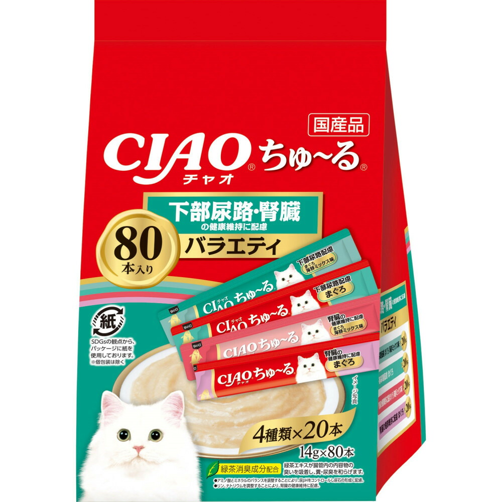 【ふるさと納税】いなば CIAO猫ちゅ~る 下部尿路・腎臓の健康維持に配慮バラエティ480本(14gx80本x6袋入)(ケース)|静岡県静岡市