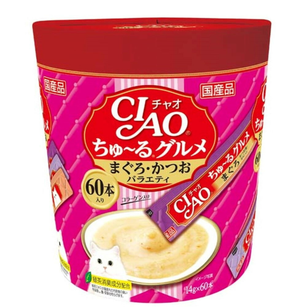 【ふるさと納税】いなば CIAO猫ちゅ~るグルメ まぐろ・かつおバラエティ480本(14gx60本x8袋入)(ケース)|静岡県静岡市