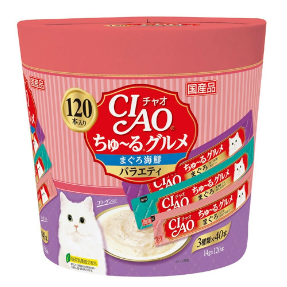 【ふるさと納税】いなば CIAO猫ちゅ～る食い道楽 まぐろ海鮮多種多様さ480本（14ｇｘ120本ｘ4袋入）（容れもの）