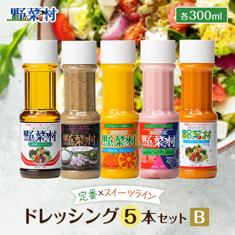 【ふるさと納税】1977年創業 野菜村 ドレッシング 5種Bセット 調味料 詰め合わせ ごまドレッシング ゴマ 和風 三ヶ日みかん