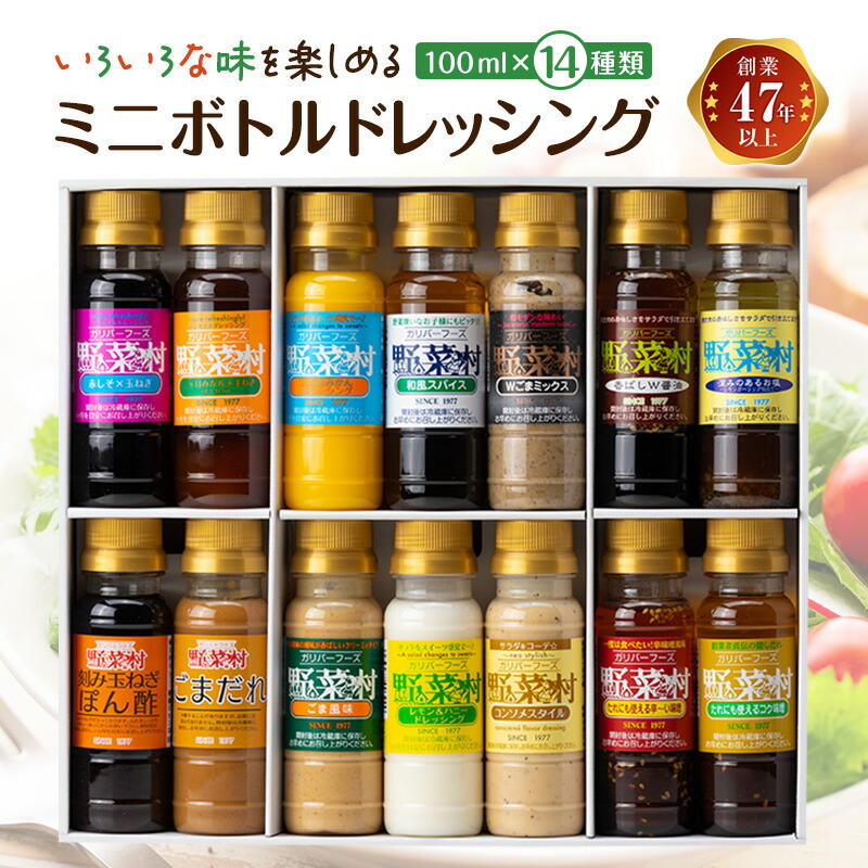 【ふるさと納税】ドレッシング ミニボトル コレクション 100ml 14種 セット 詰め合わせ 野菜村ドレッシング 野菜村 ドレッシングボトル 調味料 調味料セット 食べ比べセット 食べ比べ 小分け ギフト おしゃれ 静岡 静岡県 浜松市　お届け：14日～1か月