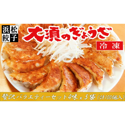 【ふるさと納税】浜松餃子 大須のぎょうざ［ 浜松ぎょうざ 贅沢バラエティーセット 4味 ＜ レギュラー、こいくち、スタミナ、こくうま ＞］× 5袋（1袋20個入、合計100個） 惣菜 点心 中華 おかず つまみ ヘルシー ジューシー キャベツ多め 野菜の甘味