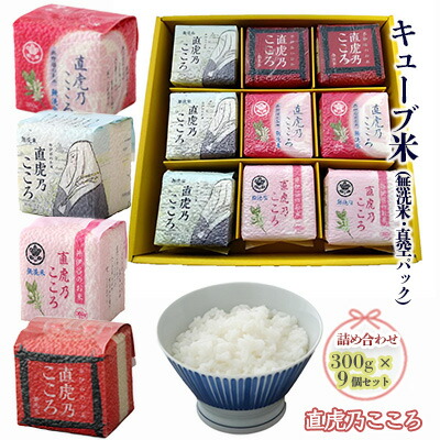 【ふるさと納税】キューブ米 直虎乃こころ 300g 9個 セット 詰め合わせ 米 無洗米 お米 おこめ こめ コメ 白米 精米 ご飯 ごはん ギフト 贈り物 プレゼント 備蓄米 災害用 レジャー アウトドア キャンプ 真空パック 静岡 静岡県 浜松市