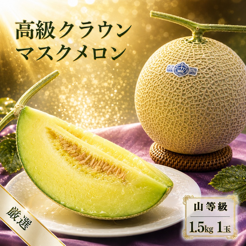 【ふるさと納税】【厳選】高級クラウンマスクメロン 山等級 1.5kg 1玉入り【配送不可：離島】 24,000円