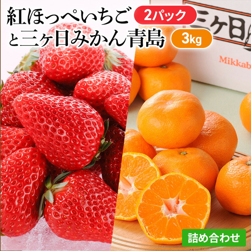 【ふるさと納税】【2026年1月中旬より順次発送】紅ほっぺいちご 2パックと三ヶ日みかん青島 3kg 詰合せ【配送不可：離島】 　お届け：2026年1月中旬～2026年1月下旬
