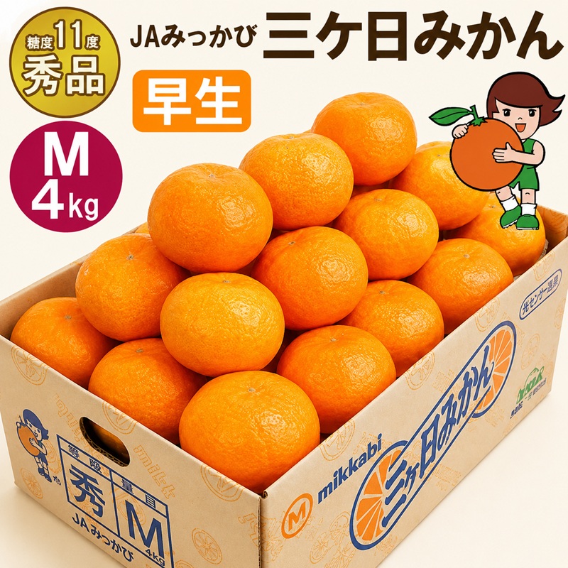 【ふるさと納税】三ケ日みかん 早生【秀品】Mサイズ4kg(36個前後) ミカン 果物 くだもの フルーツ 甘い 静岡県 浜松市 果物類 柑橘類 　お届け：2026年11月中旬～2026年12月中旬｜静岡県浜松市