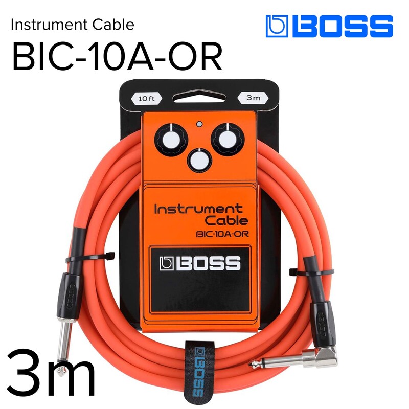 【ふるさと納税】【BOSS】ギター、ベース用ケーブル/3m/L型-ストレート型/オレンジ/BIC-10A-OR 【配送不可:離島】ギター ベース ケーブル しなやか 耐久性 静岡 浜松市|静岡県浜松市