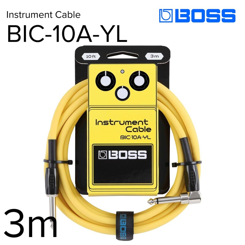 【ふるさと納税】【BOSS】ギター、ベース用ケーブル/3m/L型-ストレート型/イエロー/BIC-10A-YL 【配送不可:離島】ギター ベース ケーブル しなやか 耐久性 静岡 浜松市