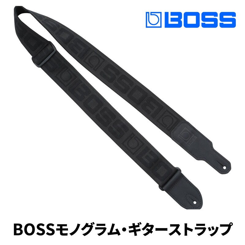 【ふるさと納税】【BOSS】モノグラムロゴ・ギターストラップ(黒地/黒ロゴ)/BSM-20-BB 【配送不可:離島】ギター ベース ストラップ しなやか 耐久性 レース素材 静岡 浜松市|静岡県浜松市