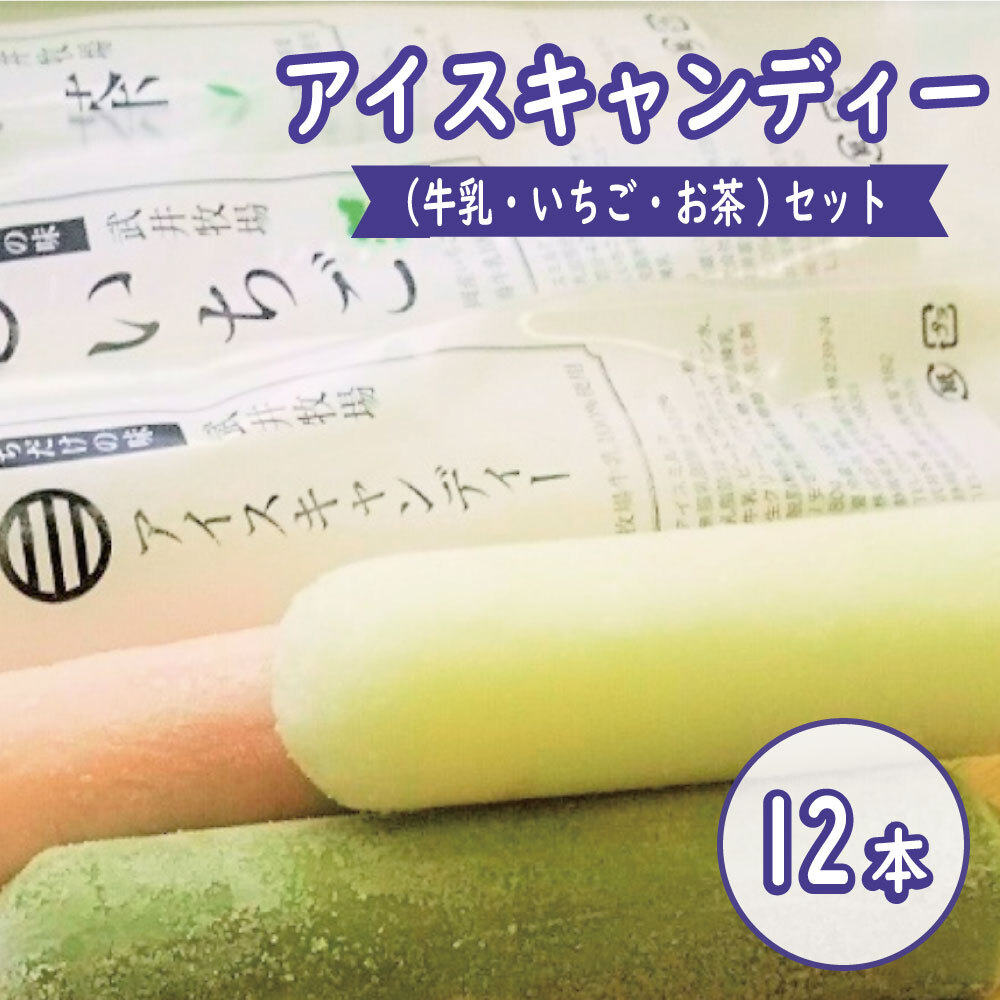 超熱 アイスクリーム アイスキャンディー 12本セット 牛乳 お茶 いちご味 fucoa.cl