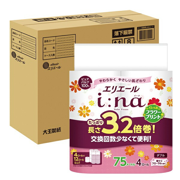 【ふるさと納税】エリ叫び泣き i:na （イーナ） 室内用便器ティシュー 御花刷り上げる 3.2倍巻 ダブル 4R×8容器に並べる 32個 【二分の一容れもの】 75m 32渦状文 ダブル ちり紙 パルプ100％ 日装置 疲労困憊品 やって行く不可欠品 ふるさと納税 ふるさと 貨物輸送無料 静岡県 富士宮市