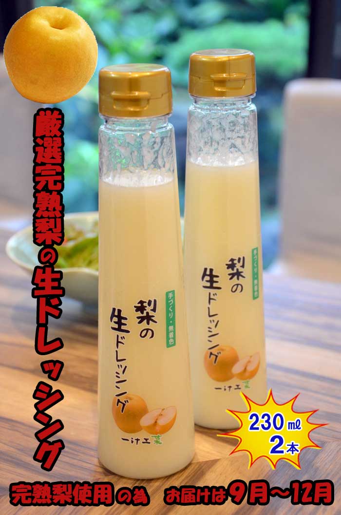 【ふるさと納税】梨の生ドレッシング(230ml) 2本セット ギフト 無添加 父の日 母の日 お中元 お歳暮 ご褒美 日本製 手作り 国産 お土産 サラダ 野菜 フルーツ ソース 自家製 無着色 作りたて 新鮮