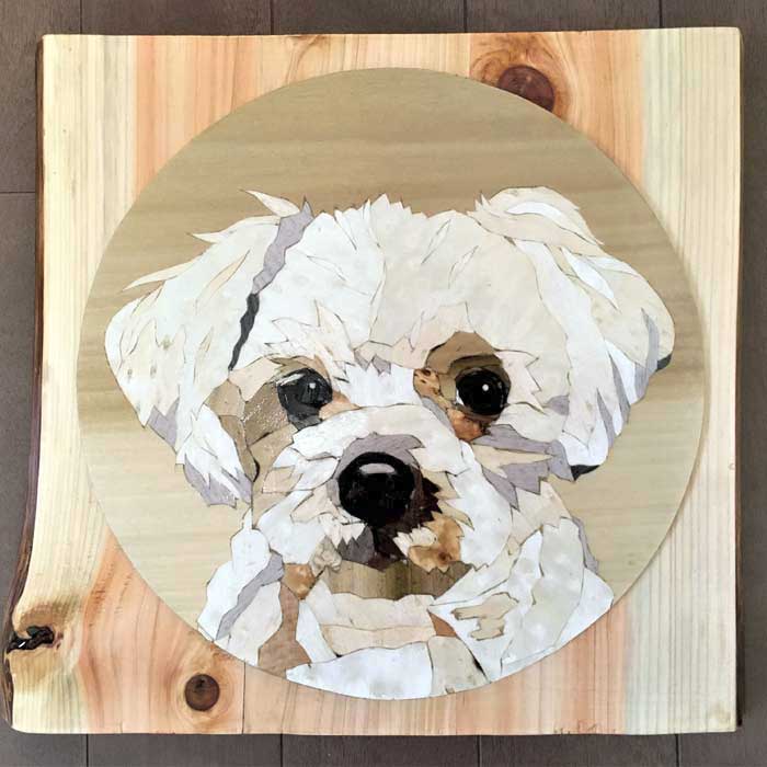 超激安 伊豆 伊東 森のぞうがん美術館 木象嵌で作る 愛犬肖像画 1枚
