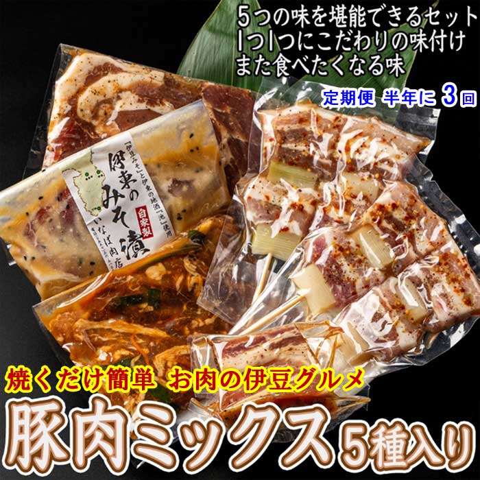 G3*【ふるさと納税】【定期便 全3回】 いなば肉店 豚肉ミックス5種セット 半年に3回