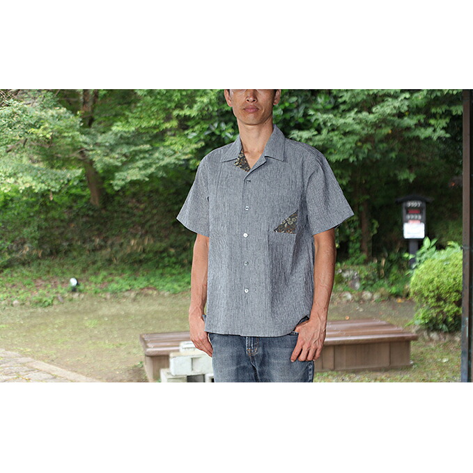 【ふるさと納税】島田帯シャツ男性用(近江ちぢみ・グレー) M ファッション 服 メンズ ｜静岡県島田市