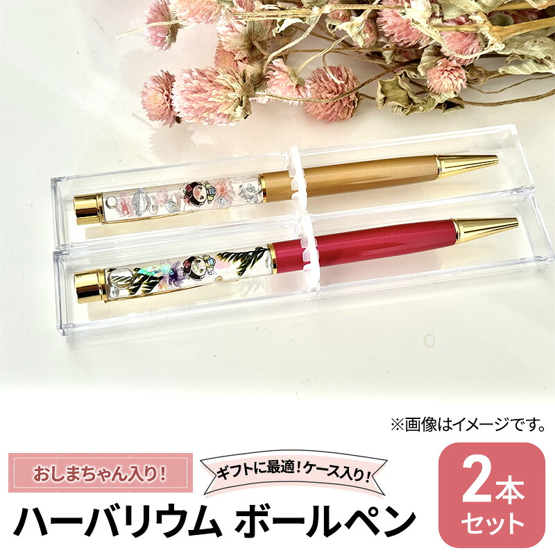 【ふるさと納税】おしまちゃん入りハーバリウム ボールペン2本セット ケース入り！　ハンドメイド 雑貨 ギフト プレゼント 小物 手作業 世界に一つ ハンドメイド作品 かわいい 贈り物 文房具