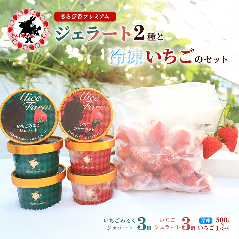 【ふるさと納税】いちご 冷凍 ジェラート セット 静岡 ありすふぁーむ 渡瀬の「きらぴ香プレミアムいちごみるくジェラート・いちごジェラート」 6個セット & 冷凍いちご500g イチゴ 苺 【島田市】