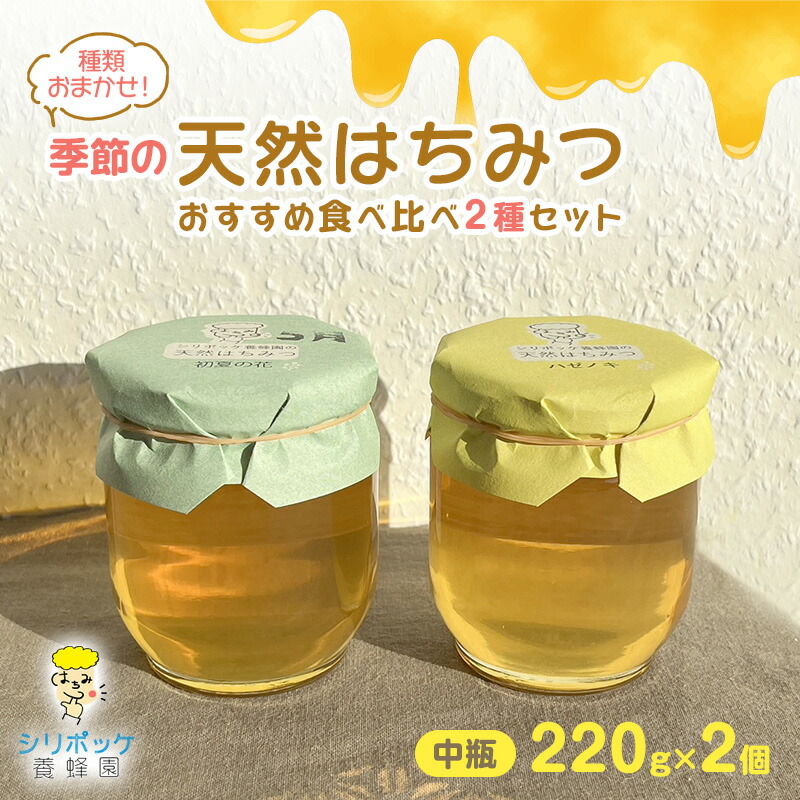 【ふるさと納税】種類おまかせ！季節の天然はちみつ おすすめ食べ比べ2種セット（中瓶220g×2個）ハチミツ 蜂蜜 セット 島田市 静岡県