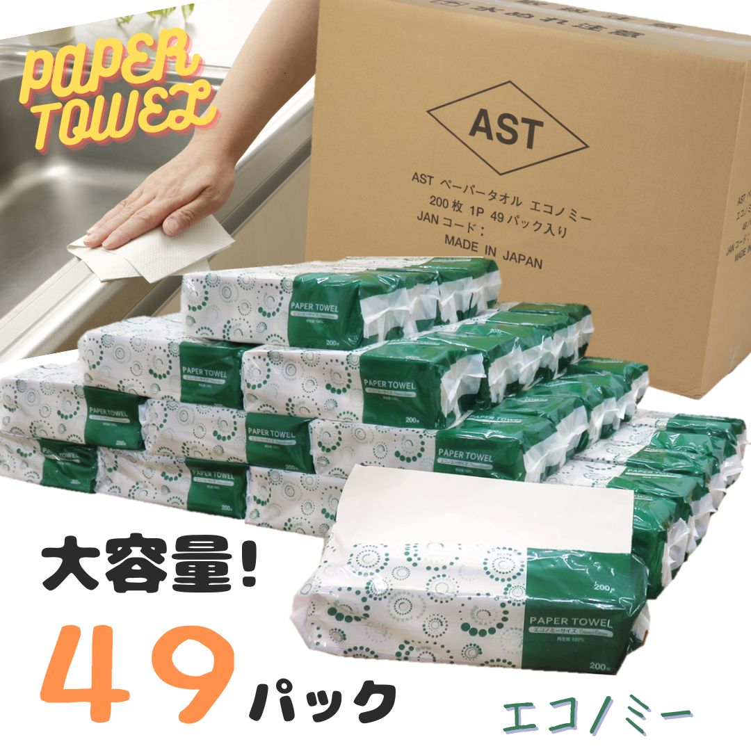 【ふるさと納税】アストペーパータオルエコノミー２００枚入り×４９パック【配送不可地域：沖縄本島・離島】 [sf068-011]