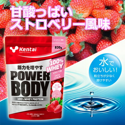 【ふるさと納税】【トレーニングで筋力向上を志す方へ】パワーボディ100%ホエイプロテイン　ストロベリー　830g【1704502】