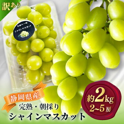 【ふるさと納税】【2026年先行予約】 シャインマスカット 訳あり 約2kg 2房～5房 完熟 朝採り 静岡県産【配送不可地域：離島・沖縄県】【1723183】