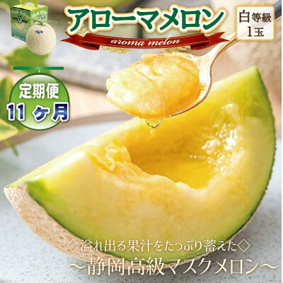 【ふるさと納税】【毎月定期便】アローマメロン1玉(約1.0kg以上/玉)【静岡高級マスクメロン】全11回【配送不可地域：離島・北海道・沖縄県】【4071899】 60,500円