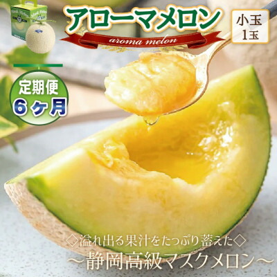 【ふるさと納税】【毎月定期便】アローマメロン(小玉)1玉・6ヵ月毎月お届け【静岡高級マスクメロン】全6回_ メロン アローマメロン 果物 フルーツ 定期便 静岡県 常温 人気 おすすめ 送料無料 贈答 ギフト 【配送不可地域：離島・北海道・沖縄県】【4006991】