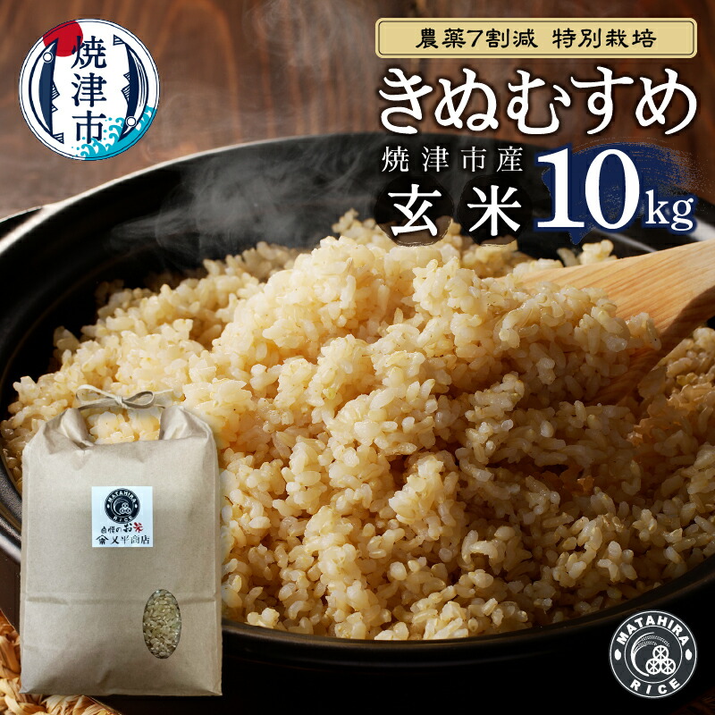 【ふるさと納税】 数量限定 米 玄米 きぬむすめ 10kg (5kg×2袋) 農薬7割減 特別栽培 安心 安全 こだわり 減農薬 ごはん 焼津 a50-148