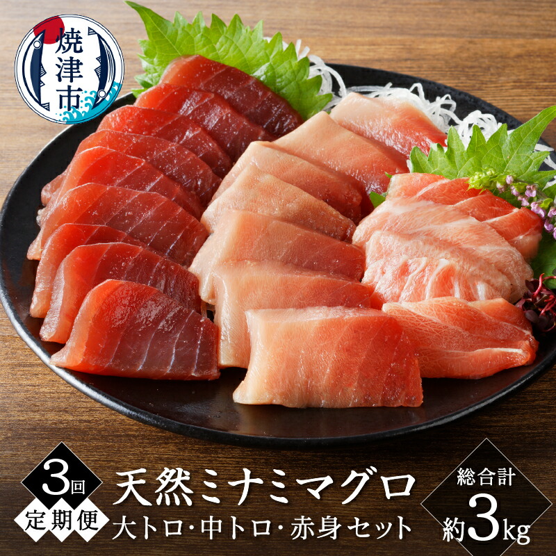 【ふるさと納税】 定期便 3回 まぐろ 天然 南鮪 大トロ 中トロ 赤身 食べ比べ 約1kg セット 皮無し 柵 切り落とし 魚 焼津 b100-066