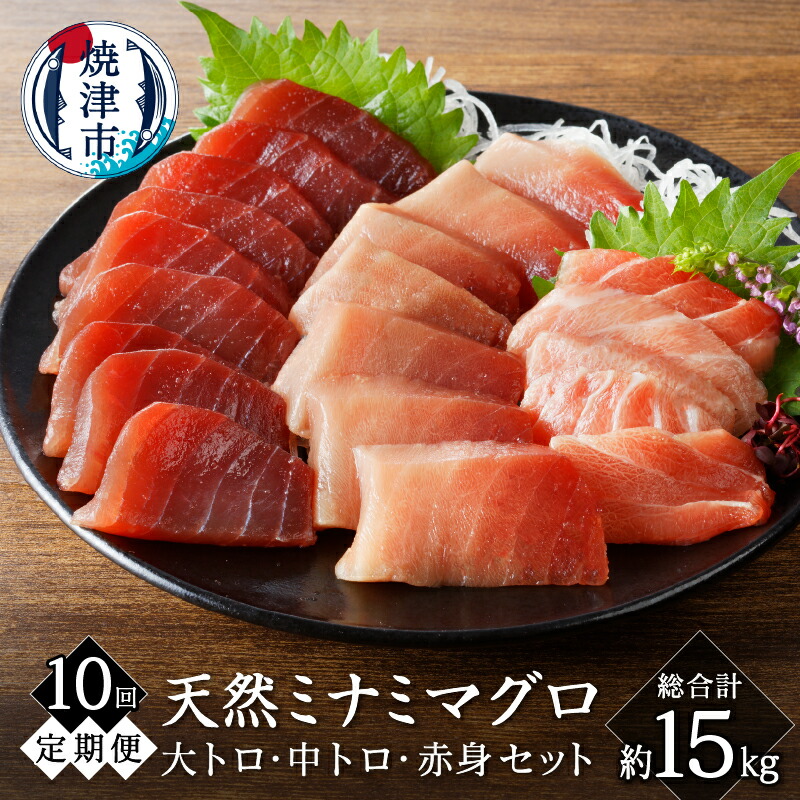 【ふるさと納税】 定期便 10回 まぐろ 天然 南鮪 大トロ 中トロ 赤身 食べ比べ セット 約1.5kg×10回 柵 切り落とし 刺身 海鮮丼 皮なし 魚 焼津 b500-015|静岡県焼津市