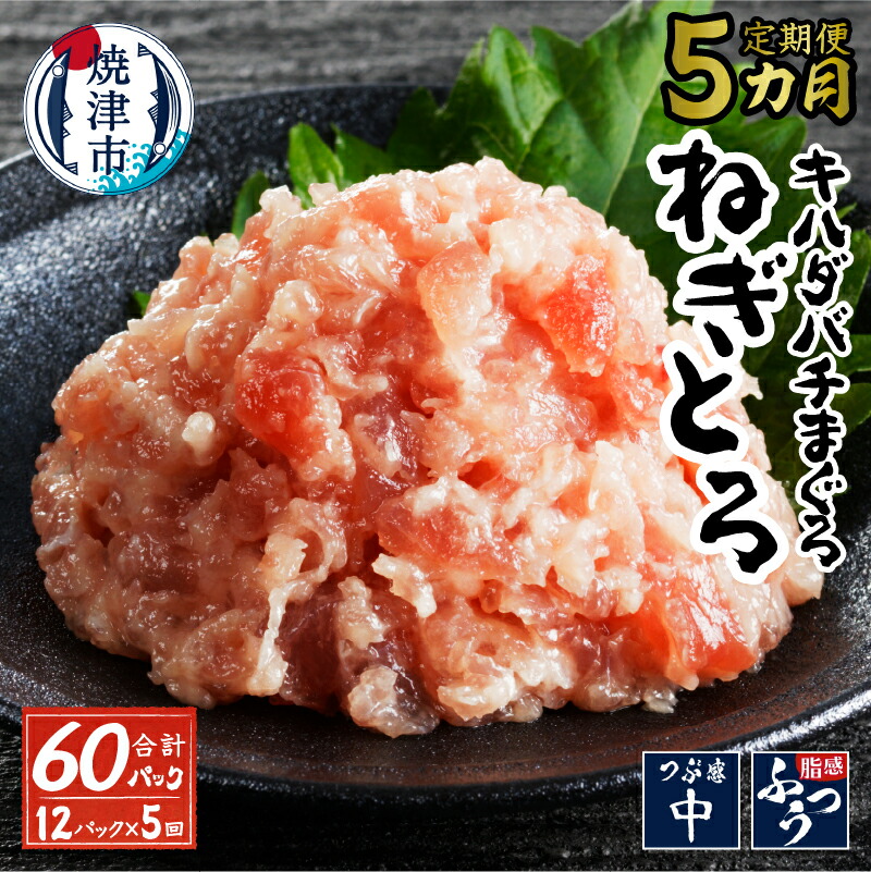 【ふるさと納税】 定期便 5回 ネギトロ まぐろ 天然鮪 冷凍 キハダマグロ メバチマグロ 80g×12パック 焼津 a50-142