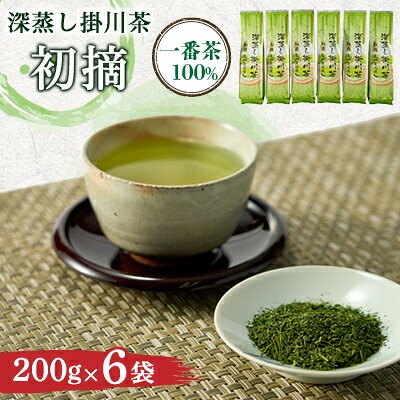 【ふるさと納税】静岡・深蒸し掛川茶(一番茶100%)200g×6袋(1.2kg)セット(静岡県掛川産)_ お茶 緑茶 茶葉 掛川茶 一番茶 深蒸し 深蒸し茶 おちゃ 茶 日本茶 200g×6袋 静岡県産 静岡県 掛川市 飲料 ギフト 産地直送 送料無料 【配送不可地域：離島・沖縄県】【1091795】