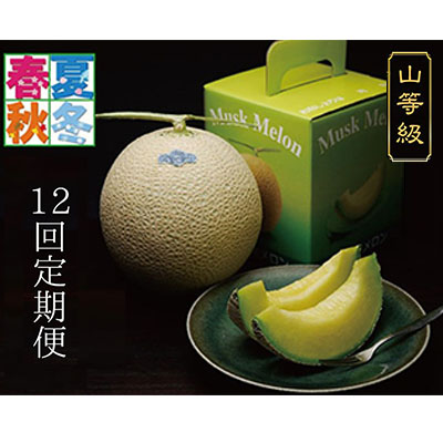 【ふるさと納税】【12ヶ月定期便】クラウンメロン（山等級）1玉入 　お届け：◆返礼品到着後、すぐに状態をご確認ください◆