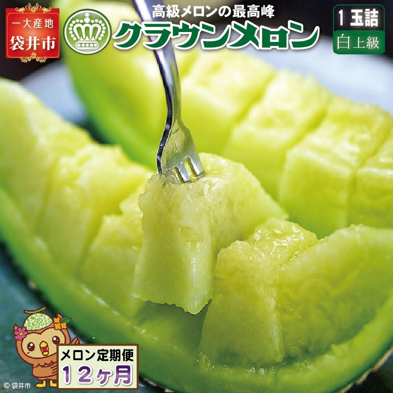 【ふるさと納税】【12ヶ月定期便】クラウンメロン（白等級）1玉入 　お届け：◆返礼品到着後、すぐに状態をご確認ください◆