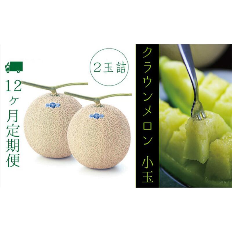 【ふるさと納税】【12ヶ月定期便】クラウンメロン（白等級）小玉　２玉入 果物類 メロン青肉 　お届け：◆返礼品到着後、すぐに状態をご確認ください◆